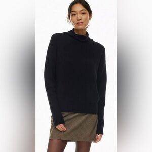 Wilfred Cyprie Classic Black Merino Wool Pullover Sweater Mock Neck Small